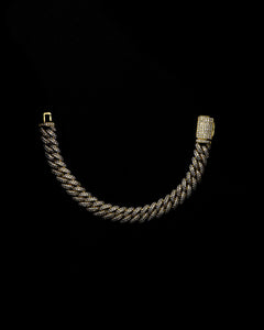 10MM Cuban Iced Out Bracelet in Yellow Gold