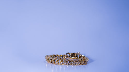 12 MM Diamond Cuban Link Bracelet In Yellow Gold