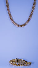 Load image into Gallery viewer, 12MM Diamond Cuban Link Chain + Bracelet Set in Yellow Gold