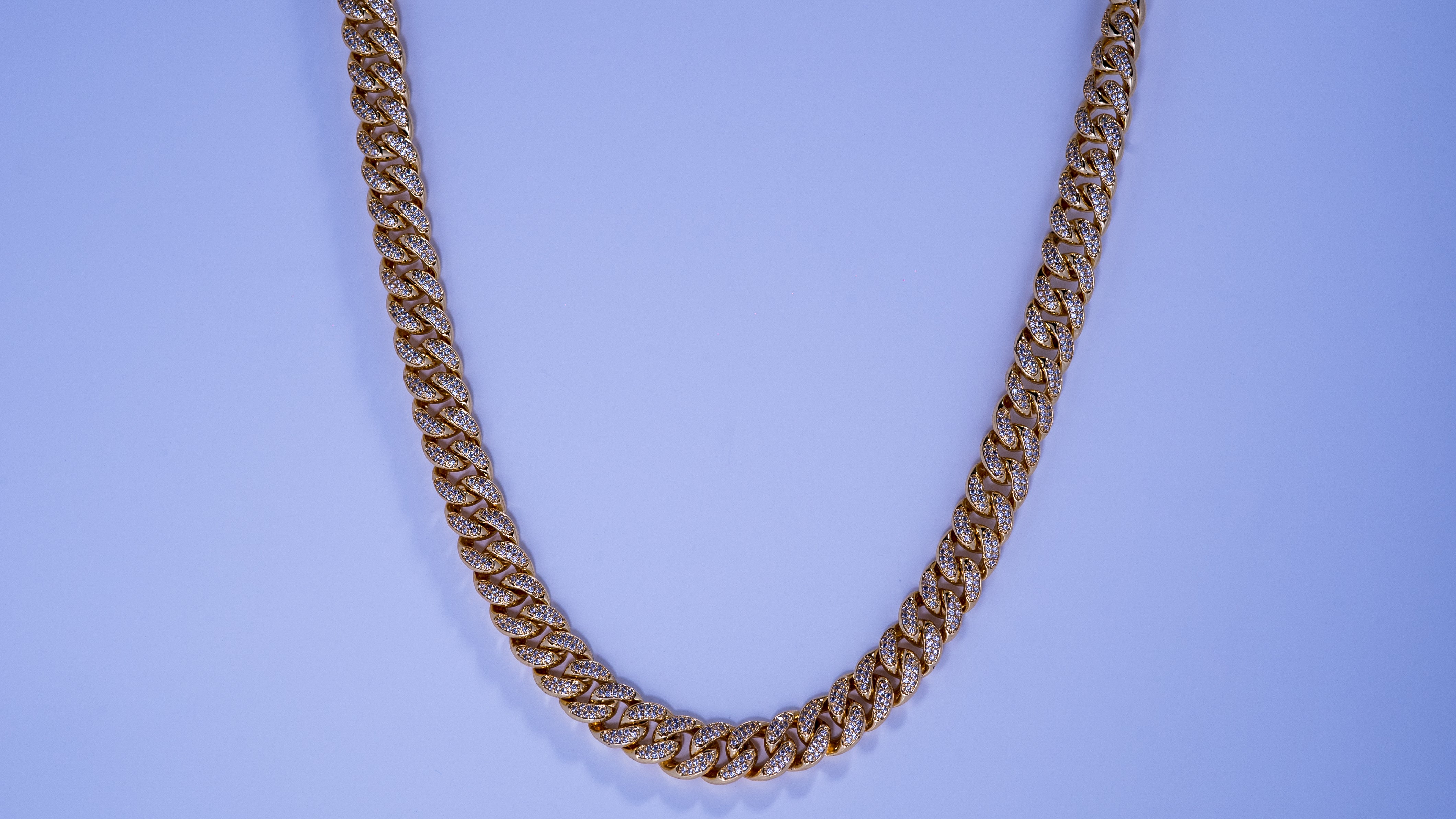 diamond cuban link chain in yellow gold 12mm