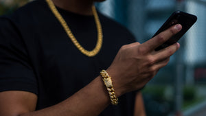 12MM Diamond Cuban Link Bracelet In Yellow Gold