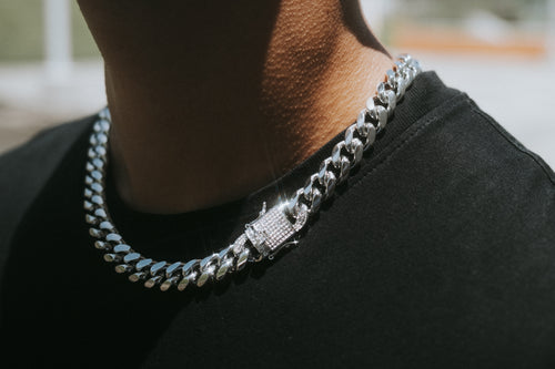 12MM Cuban Link Chain in White Gold