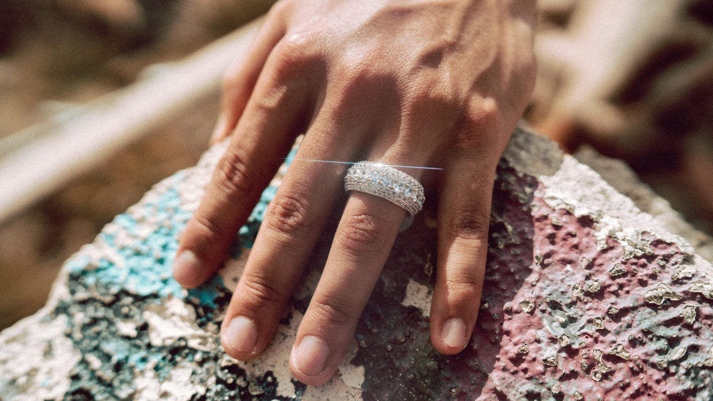 Iced Out Ring in White Gold